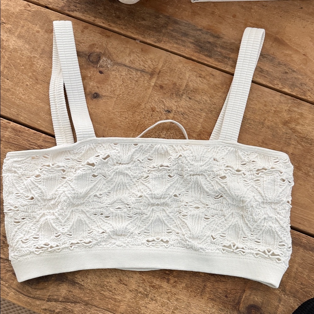 White Lace Cropped Tank Top